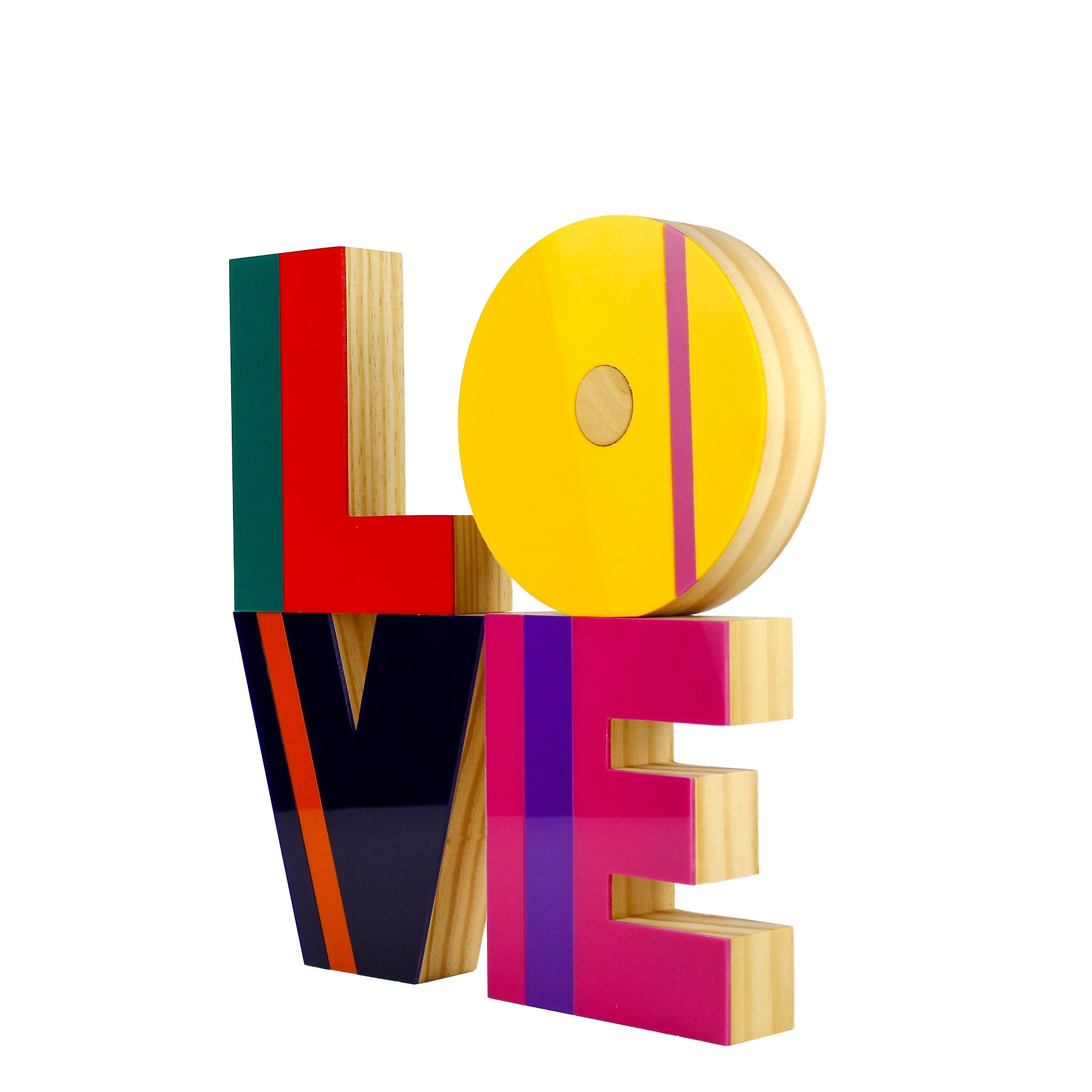 Wooden Sculpture Word Love G Multicolor Patricia Maranhão