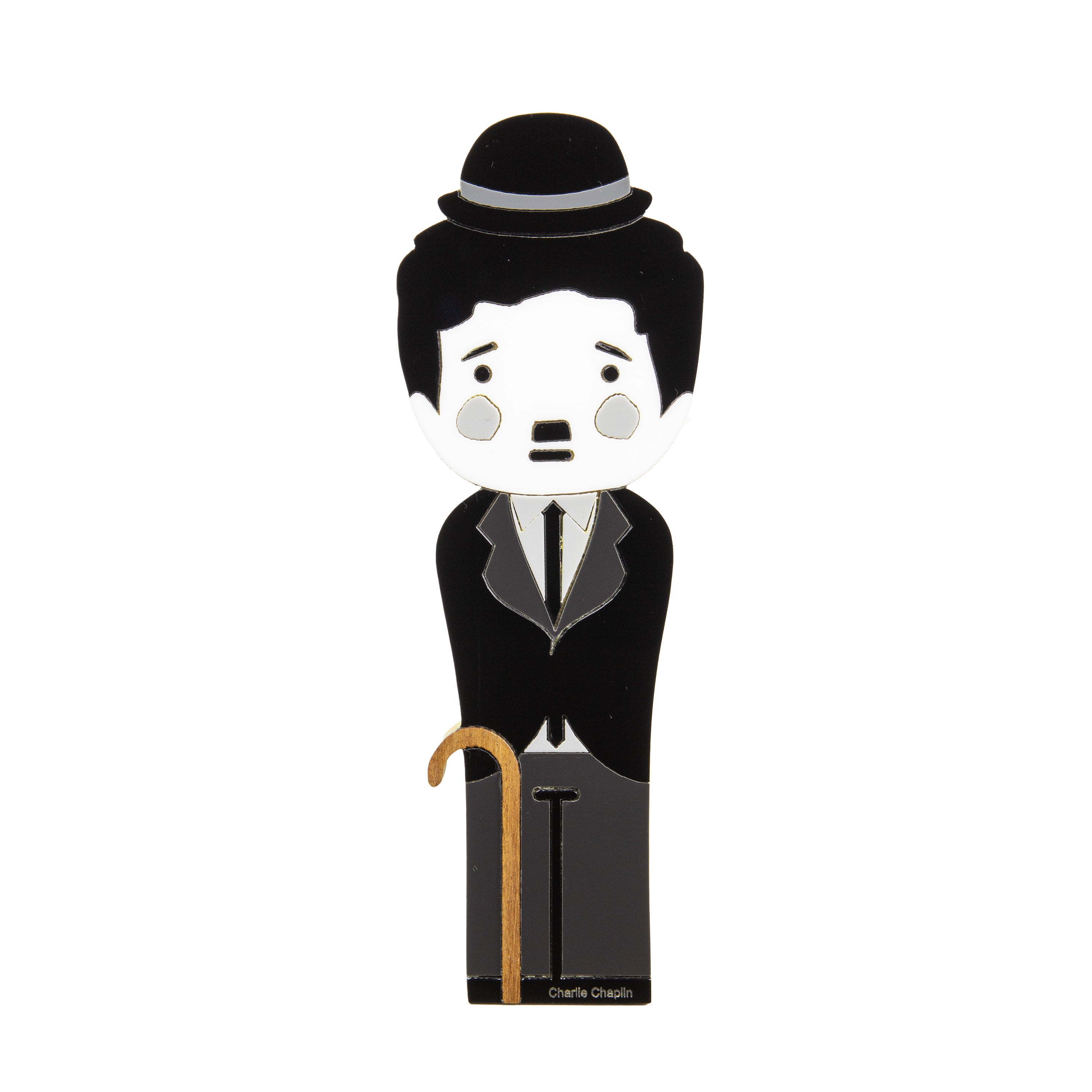 Kokeshi Escultura de Madeira Charlie Chaplin