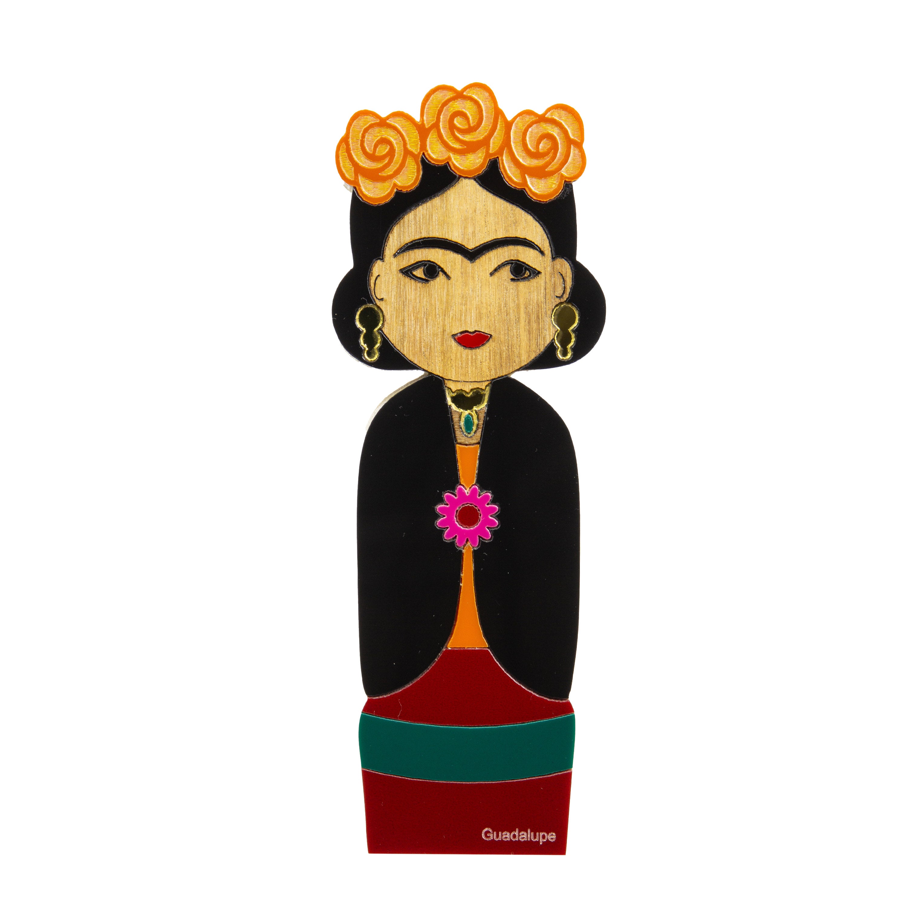 Kokeshi Escultura de Madeira Frida
