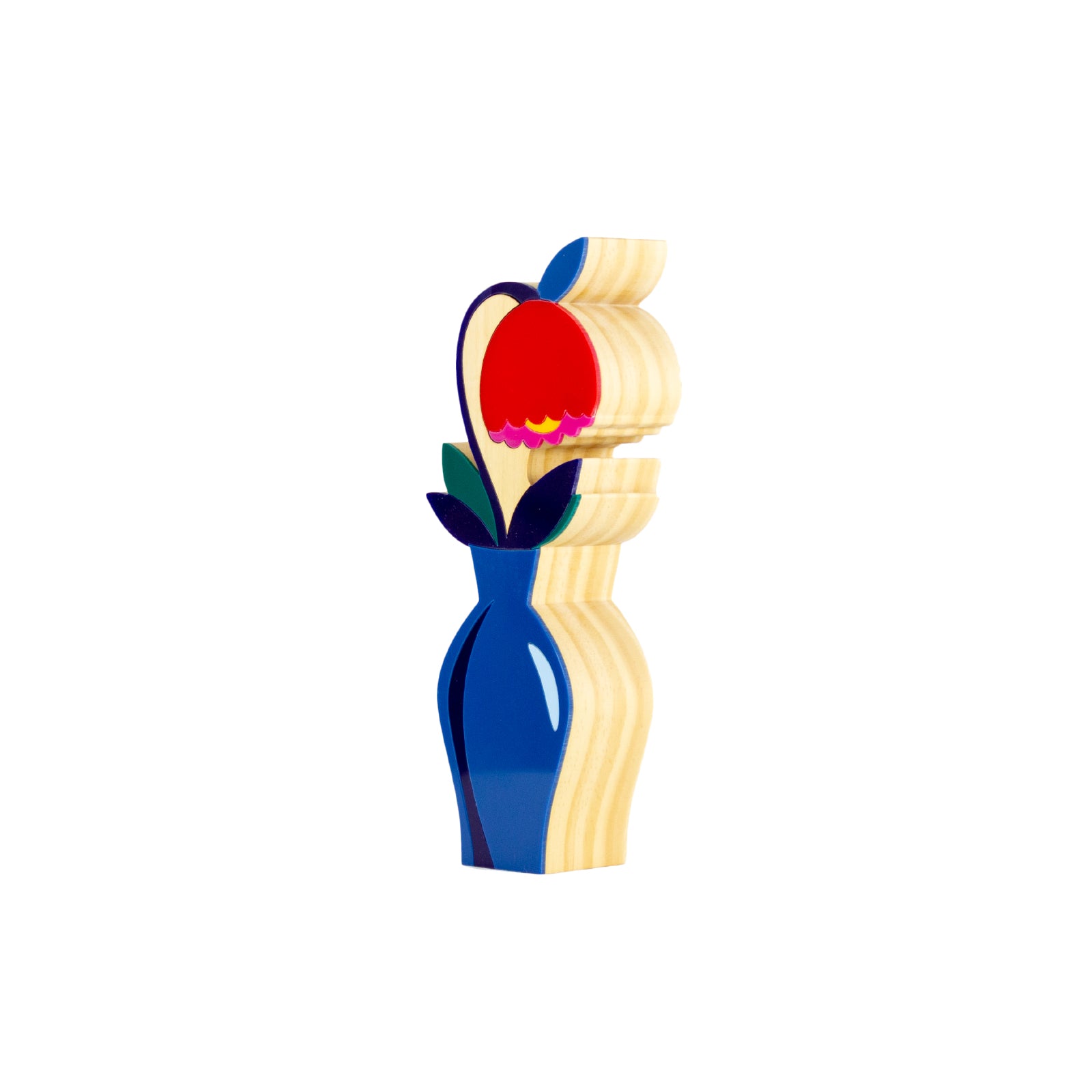 Wooden Sculpture Mira Flower Vase Patricia Maranhão