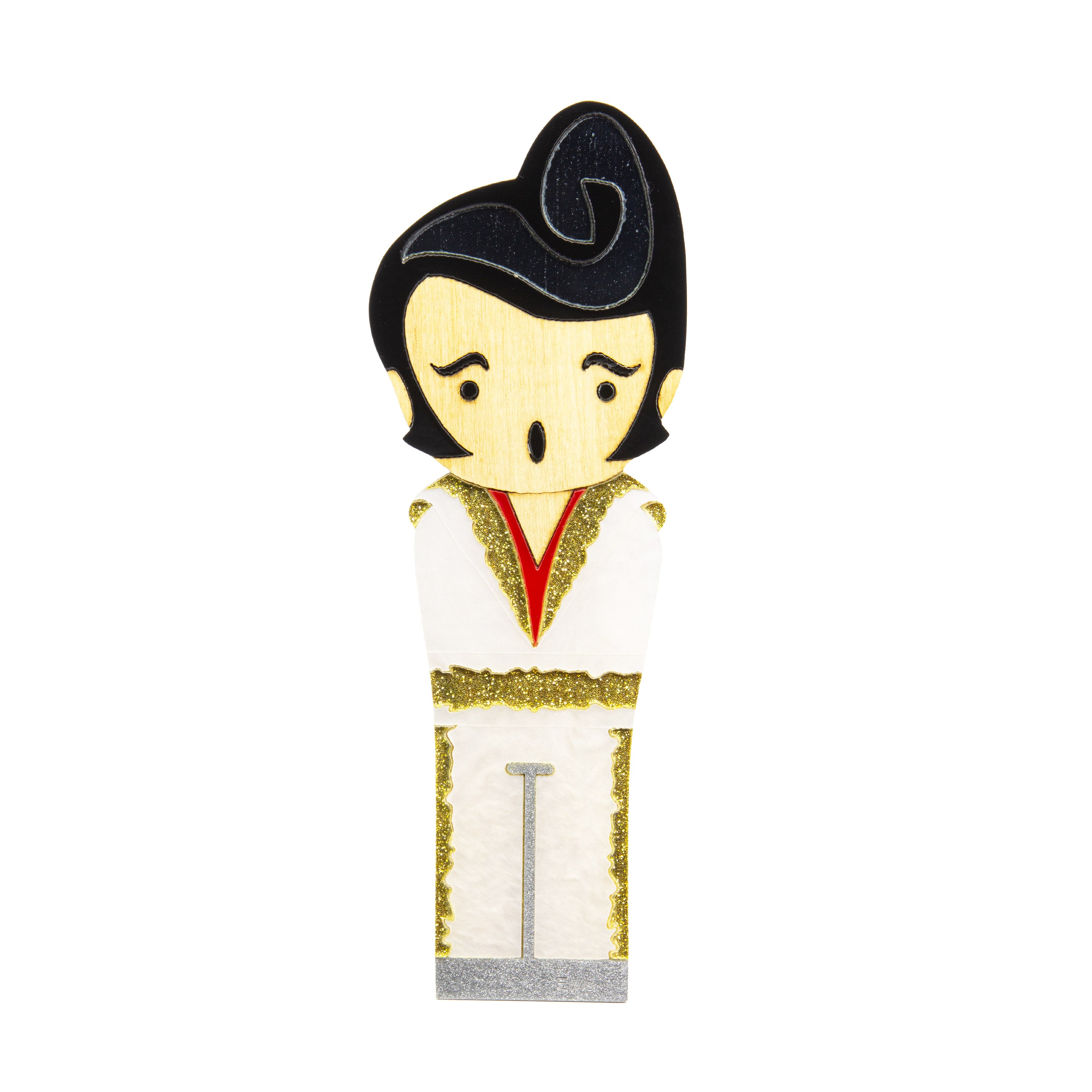Kokeshi Escultura de Madeira Elvis Presley