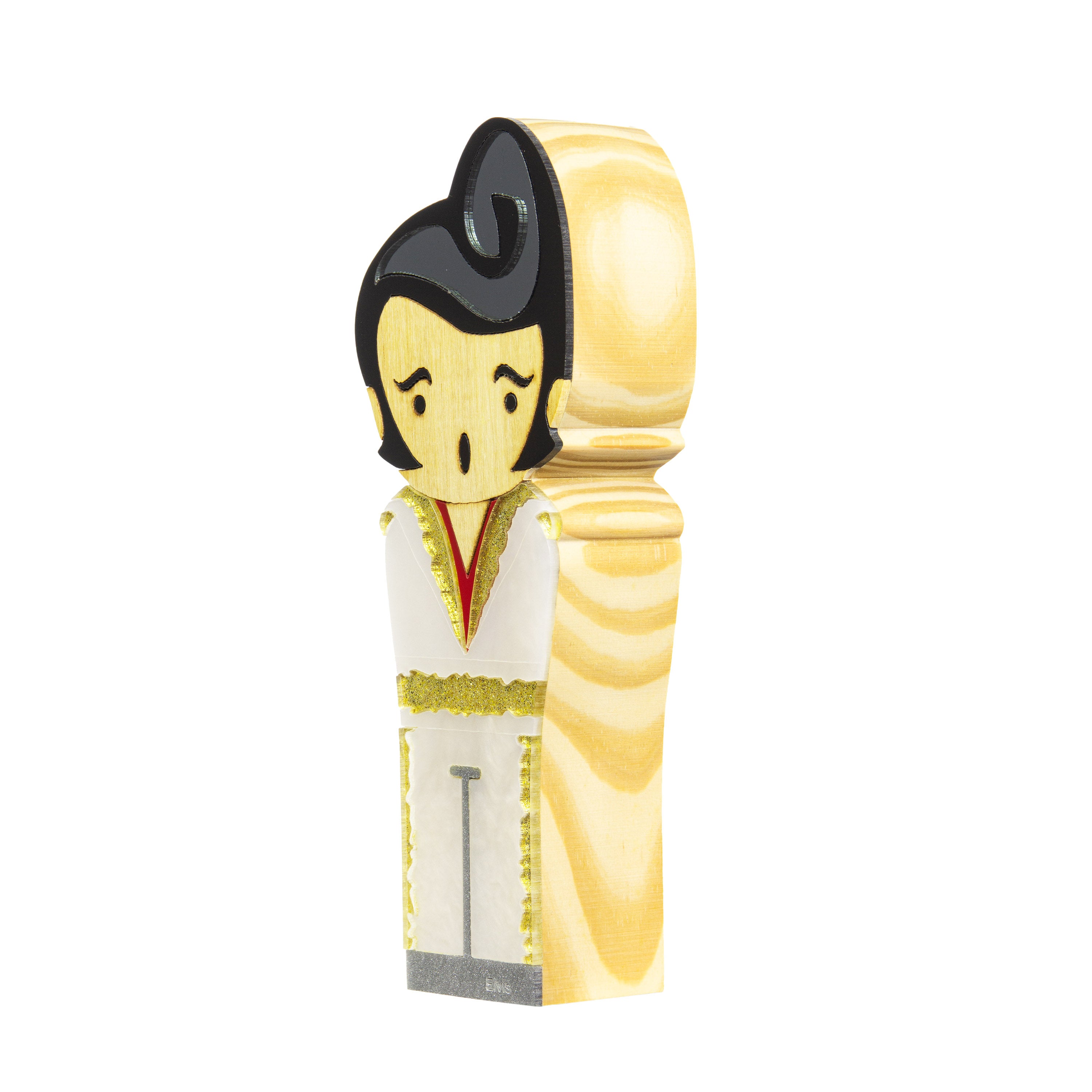 Kokeshi Escultura de Madeira Elvis Presley