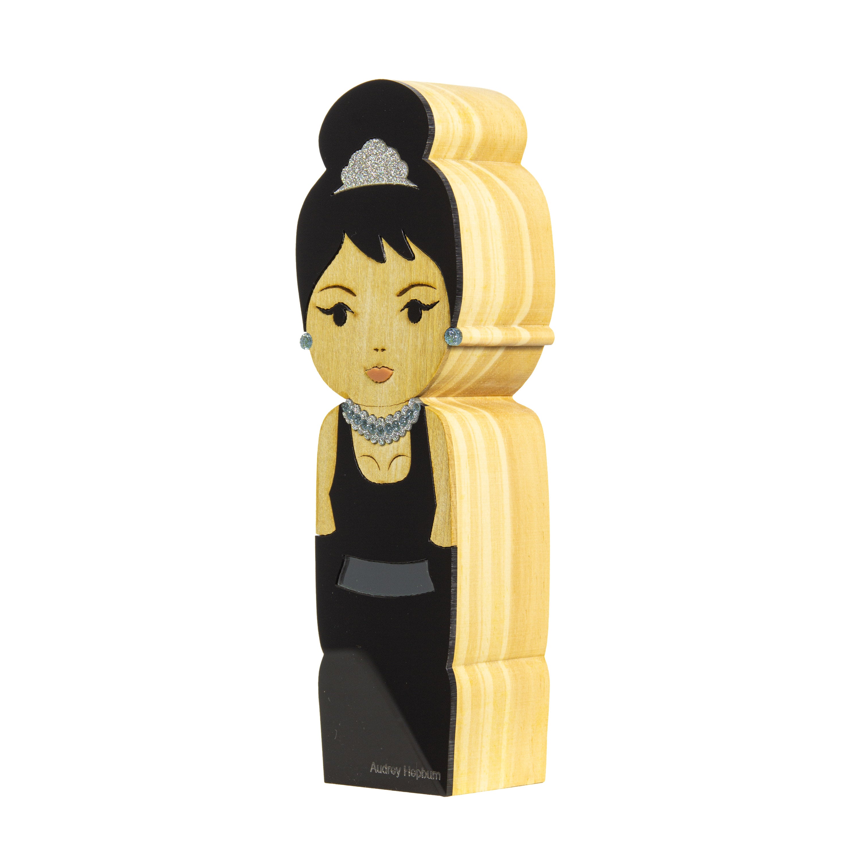 Kokeshi Wood Sculpture Audrey Hepburn