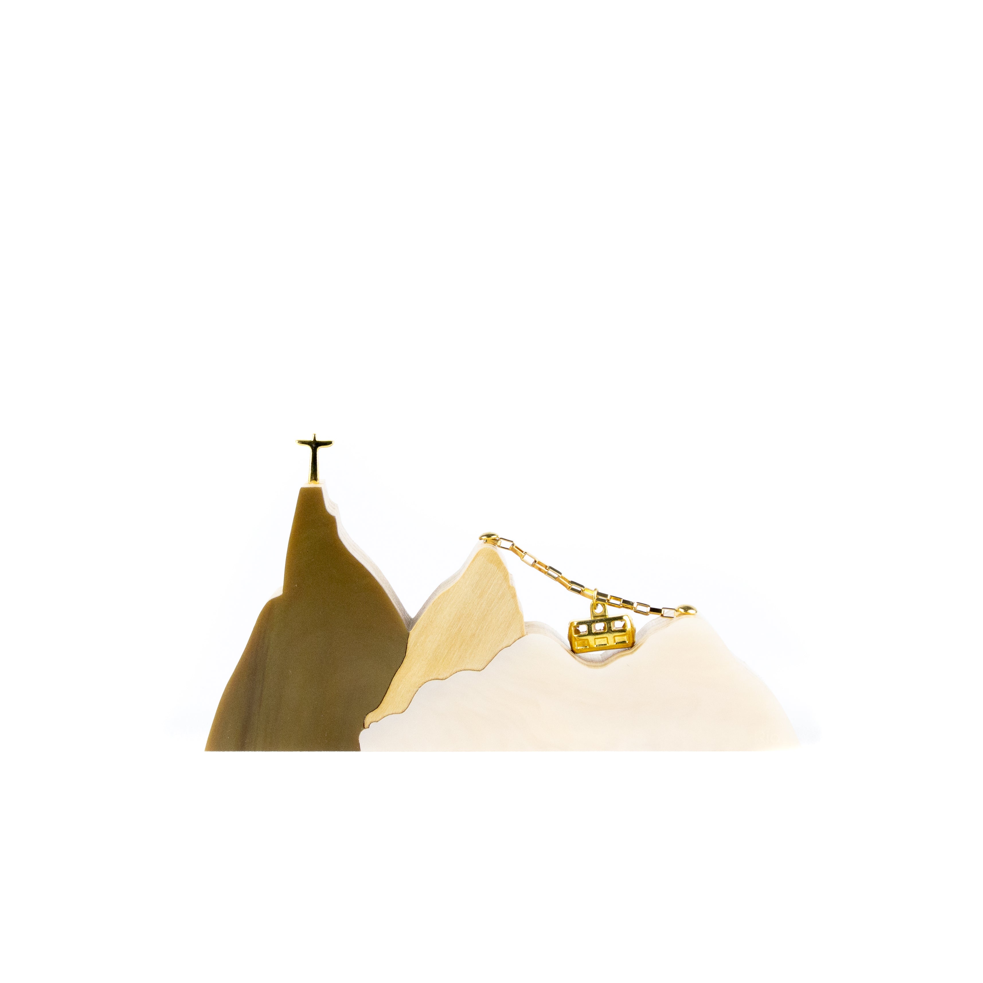 Wooden Sculpture Landscape Gold Rio Mini Patricia Maranhão