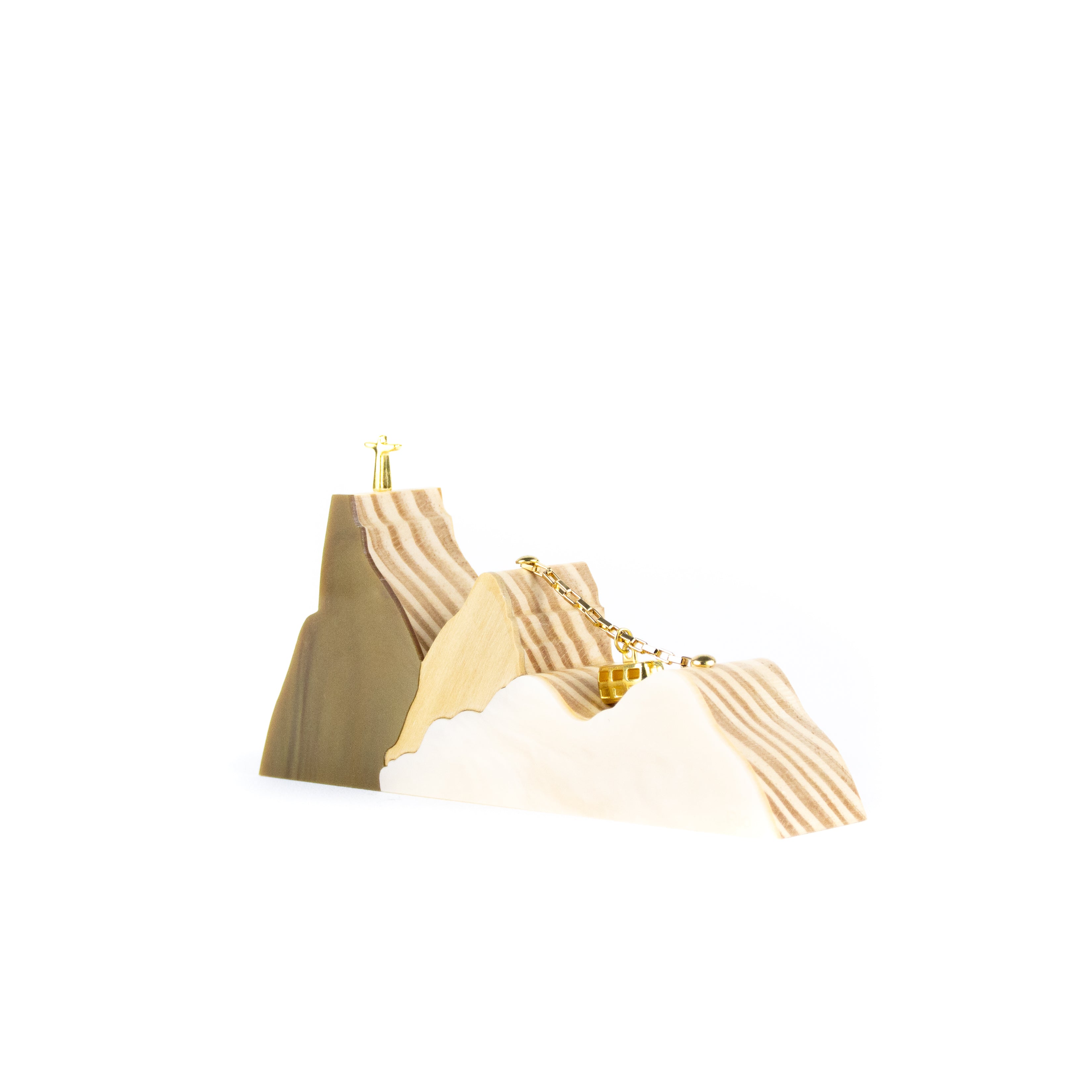 Wooden Sculpture Landscape Gold Rio Mini Patricia Maranhão