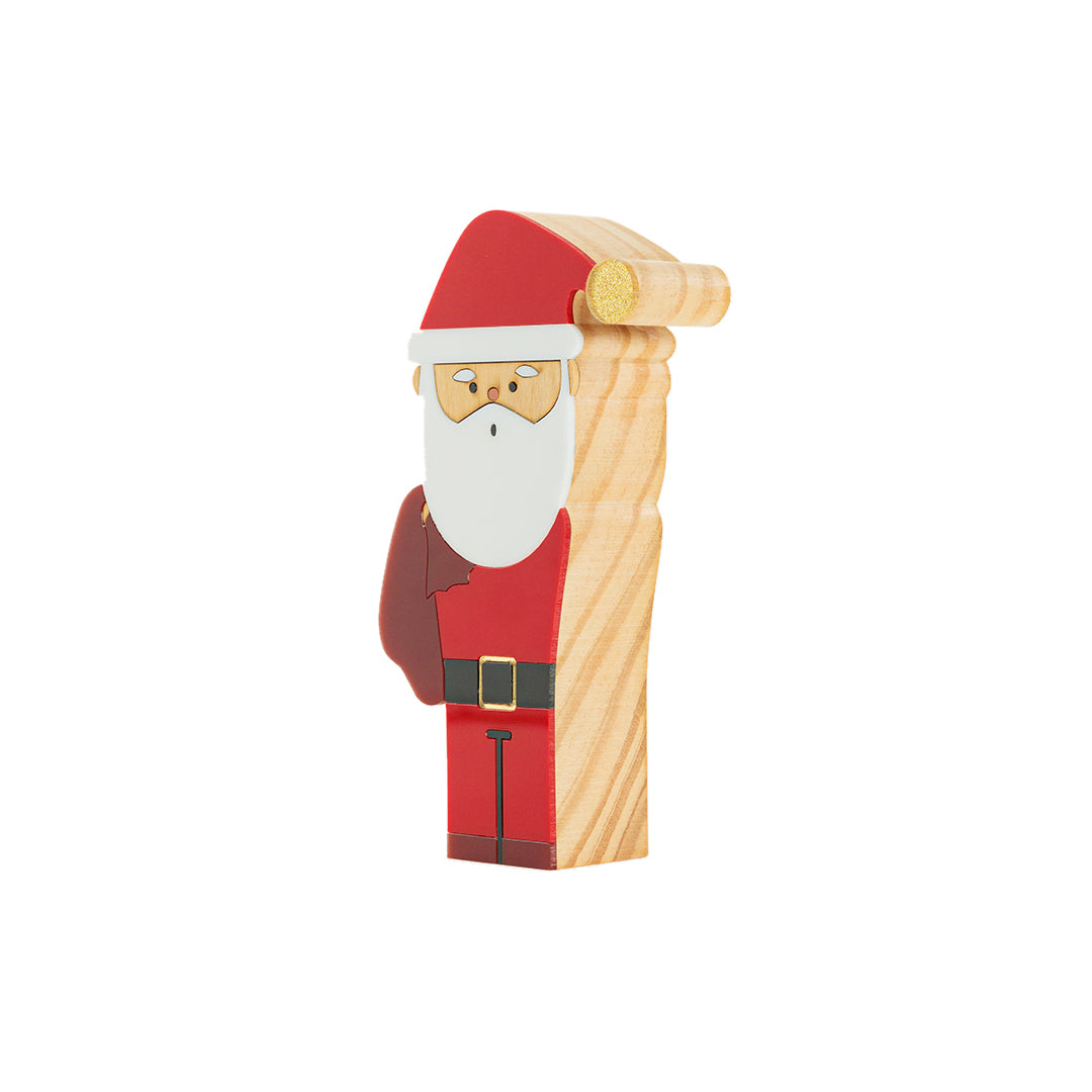 Papai Noel Kokeshi Escultura em Madeira