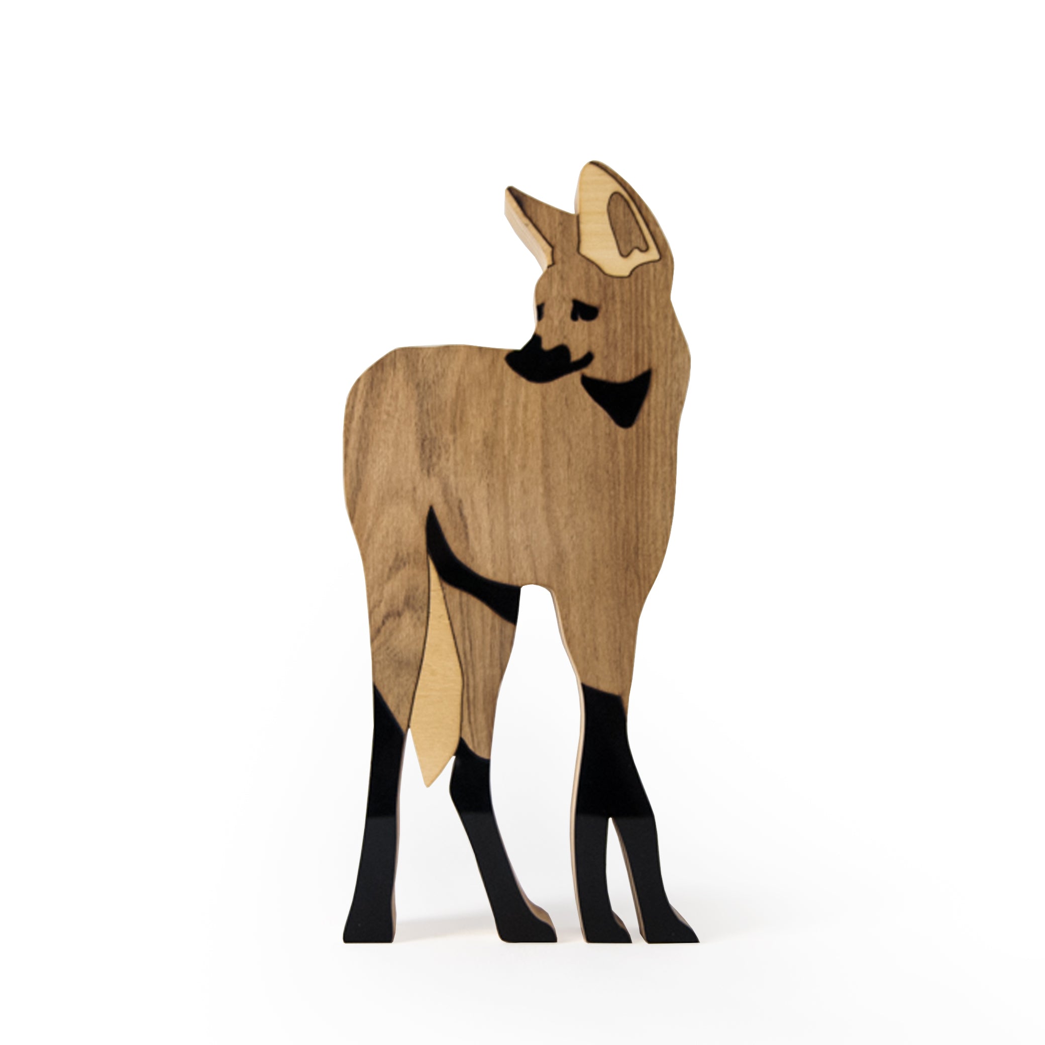Lobo Guará Escultura em Madeira