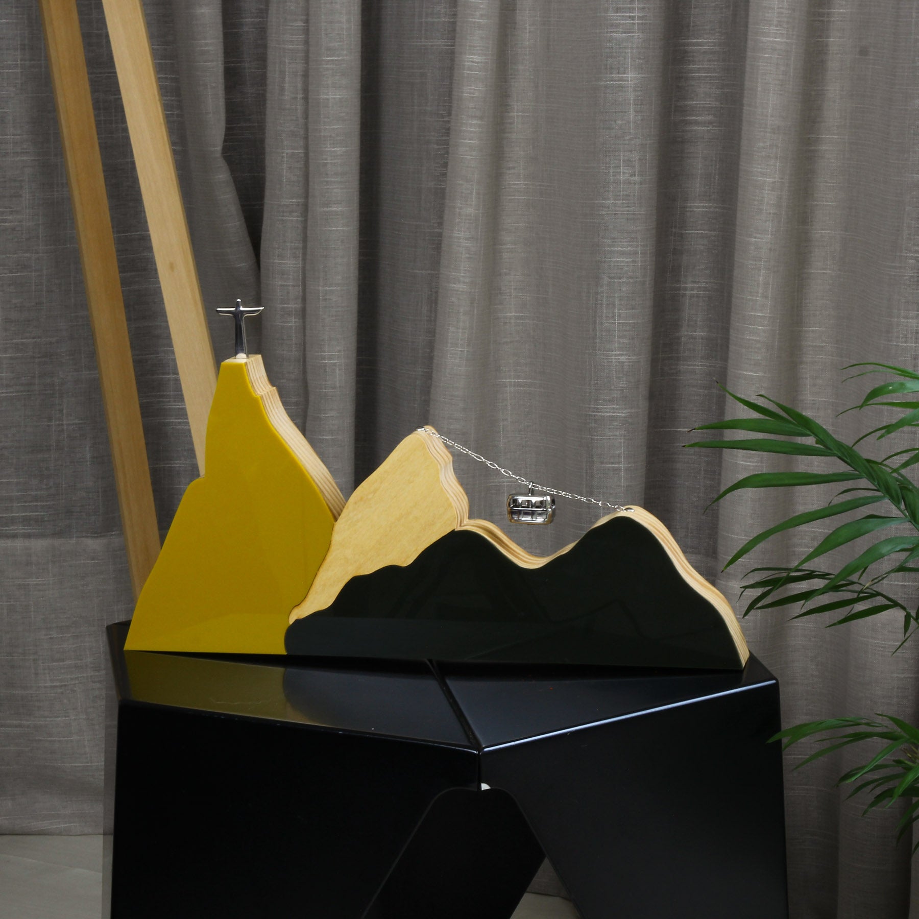 Rio Lux Landscape Sculpture in Mustard Wood and Moss (L)
