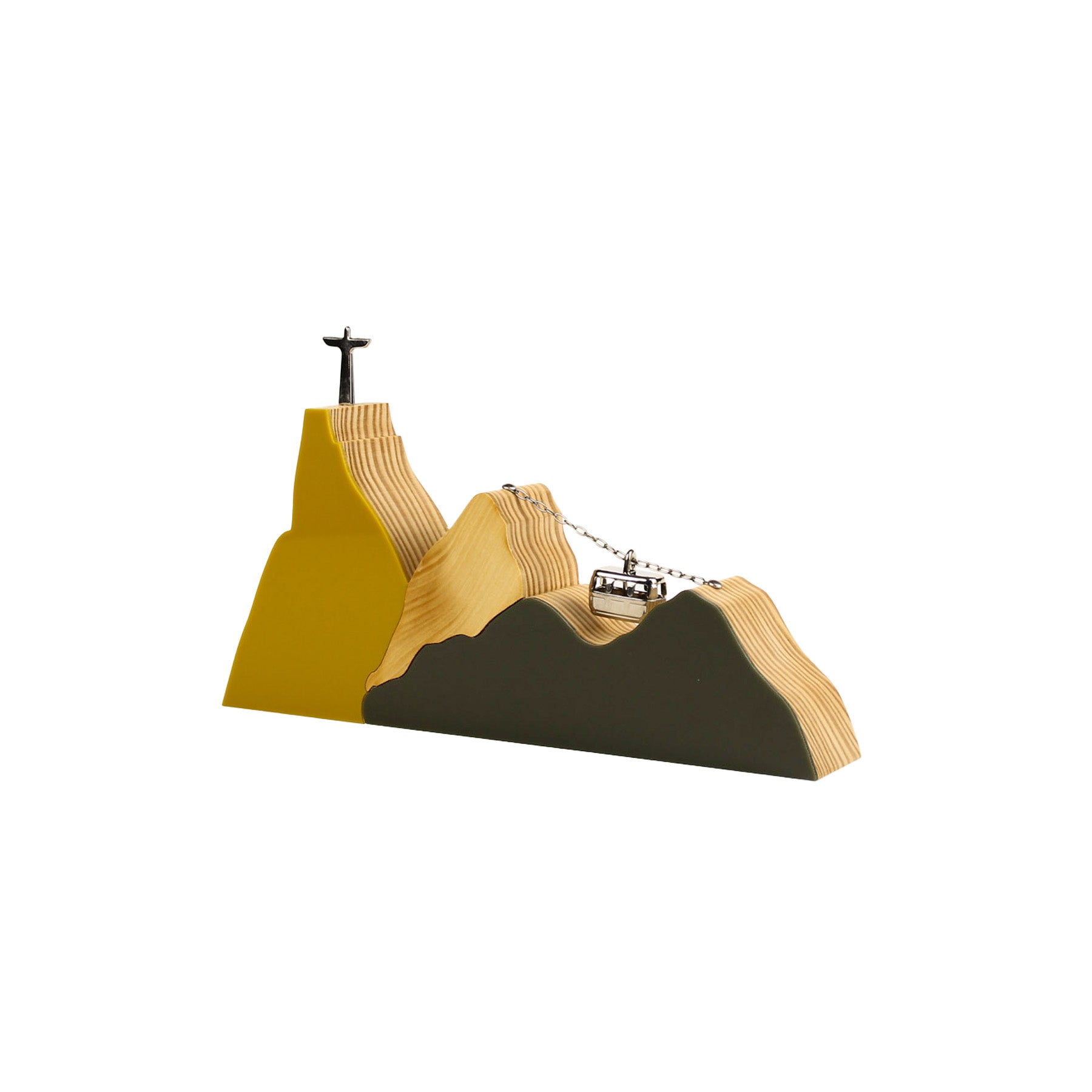 Lux River Landscape Sculpture in Mustard Wood and Moss (M)