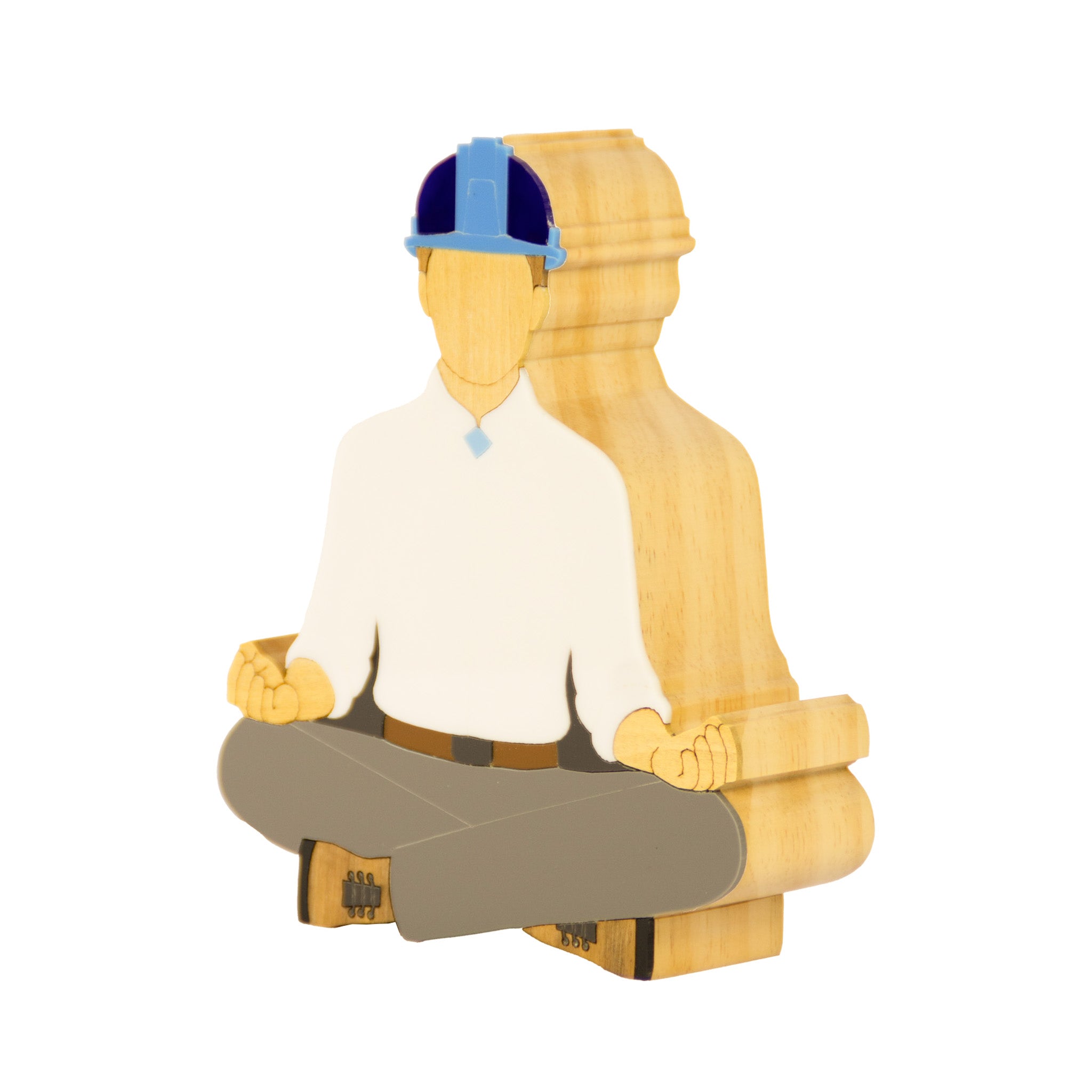 Wooden Sculpture Meditating Engineer Patricia Maranhão