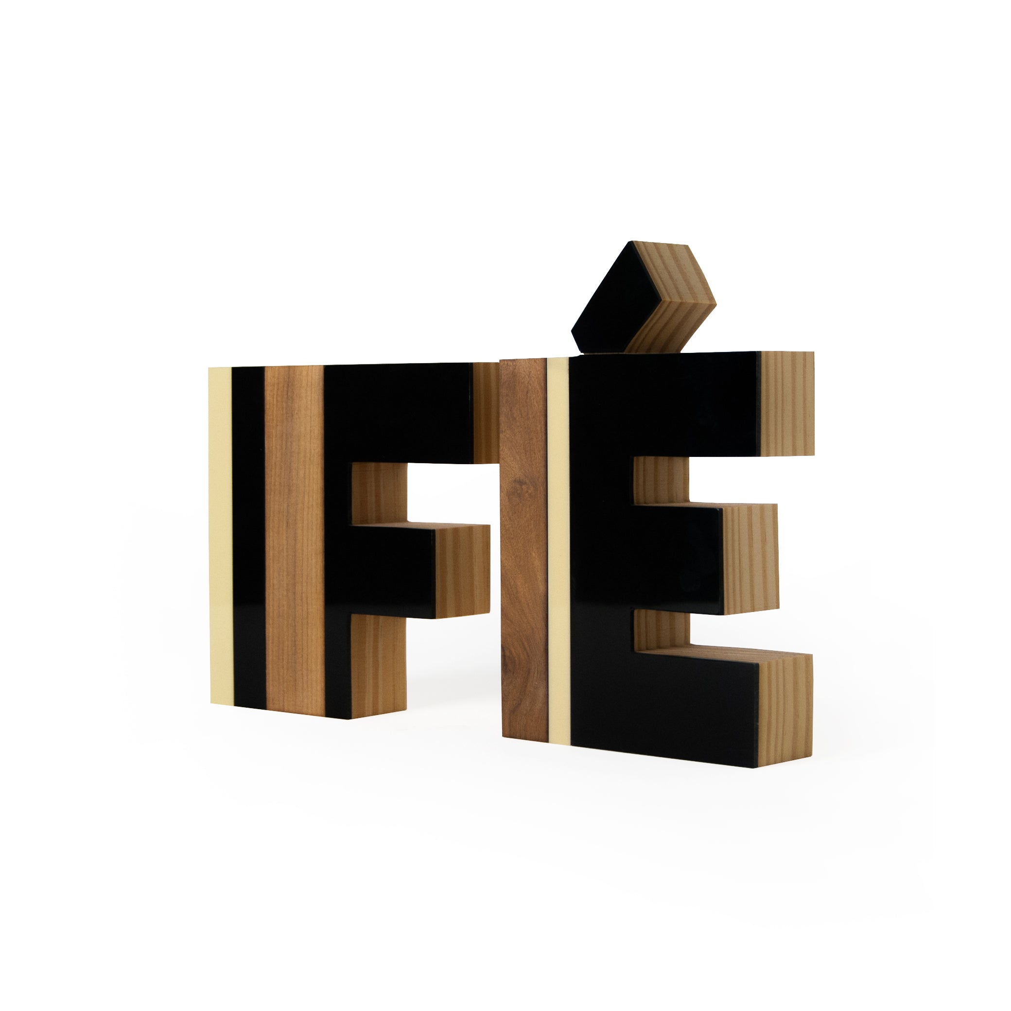 Palavra Decorativa Fé G Multi Preto ( Separadas ) em Madeira