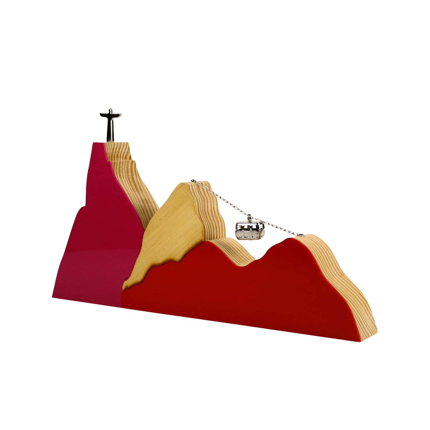 Rio Lux Landscape Sculpture in Pink and Red Wood (L)