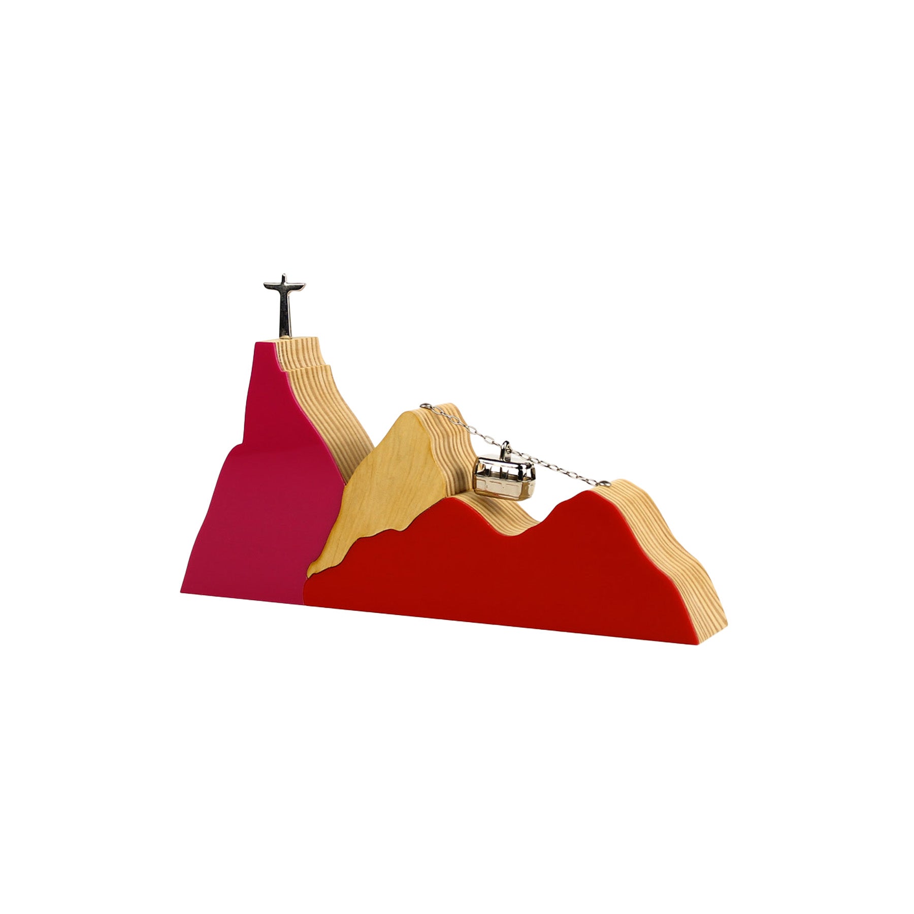 Sculpture Rio Lux Landscape in Pink and Red Wood (M)