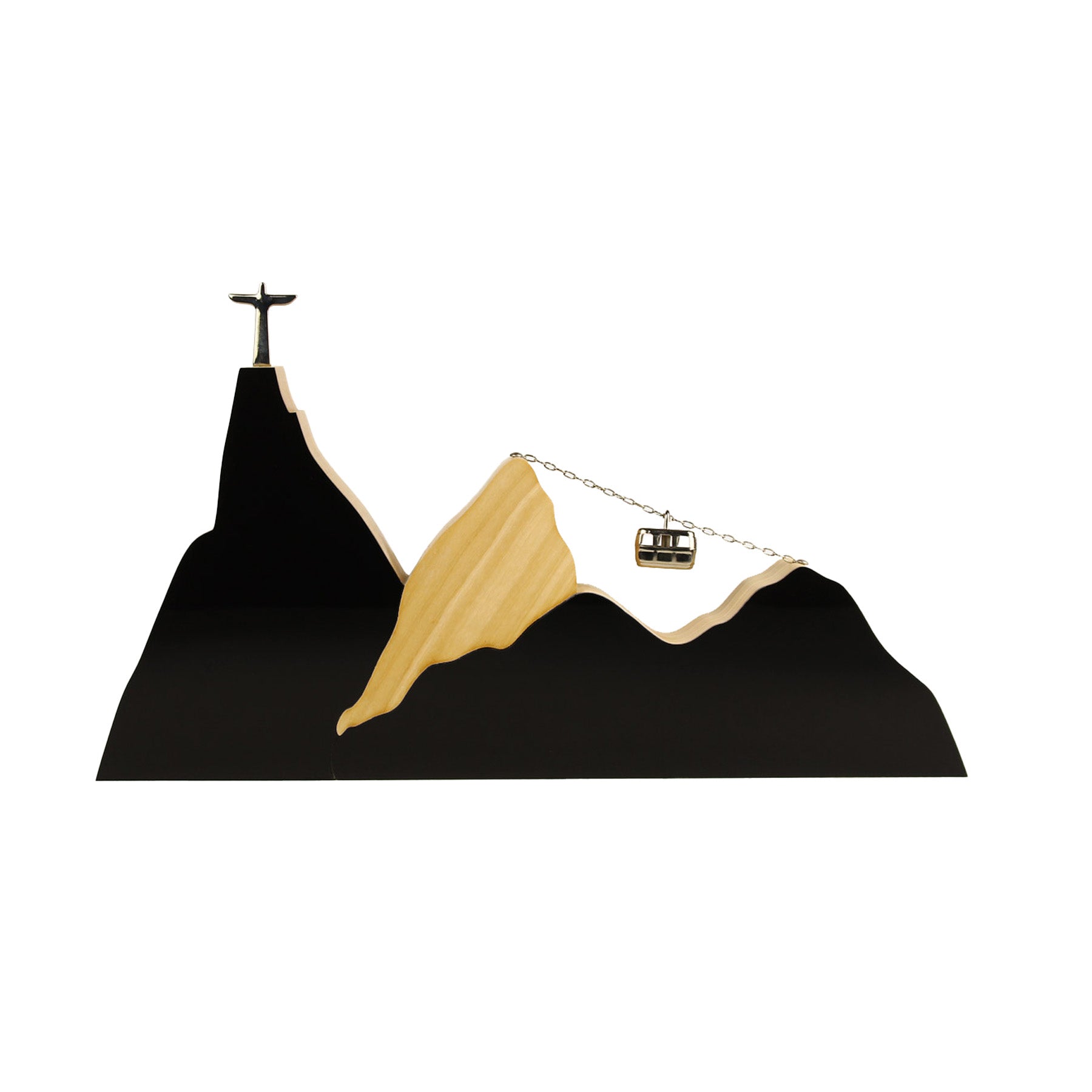 Wooden Sculpture Rio Landscape Lux Black G Patricia Maranhão