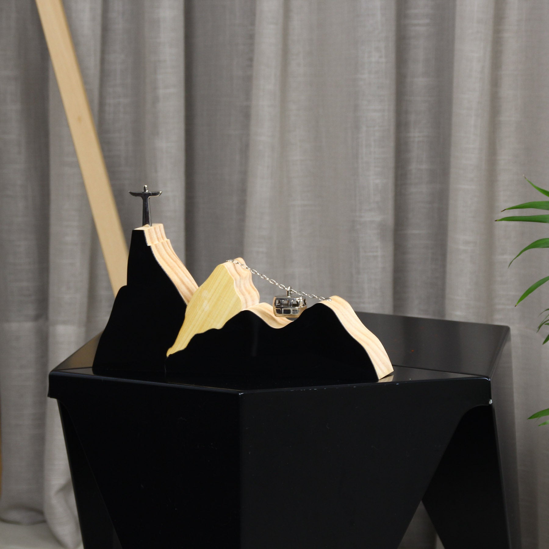 Rio Lux Landscape Sculpture in Black Wood (M)