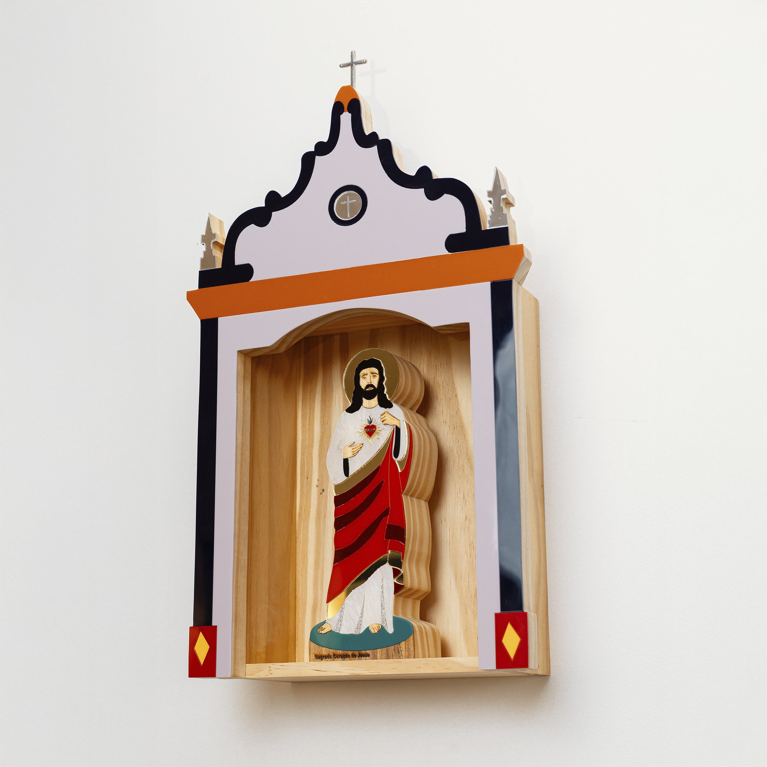Escultura de Madeira Sagrado Coração de Jesus Sacro Patricia Maranhão
