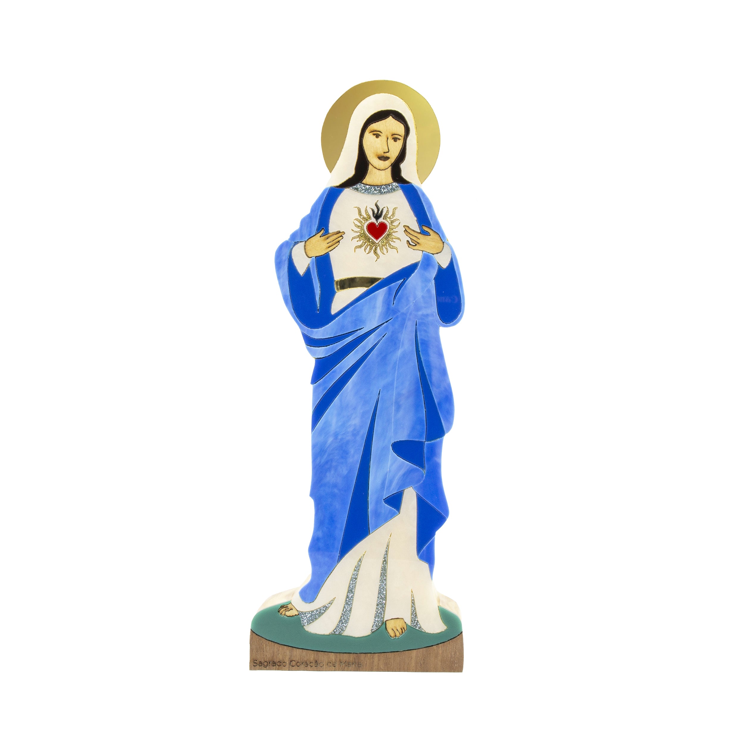 Escultura de Madeira Sagrado Coração de Maria Sacra Patricia Maranhão