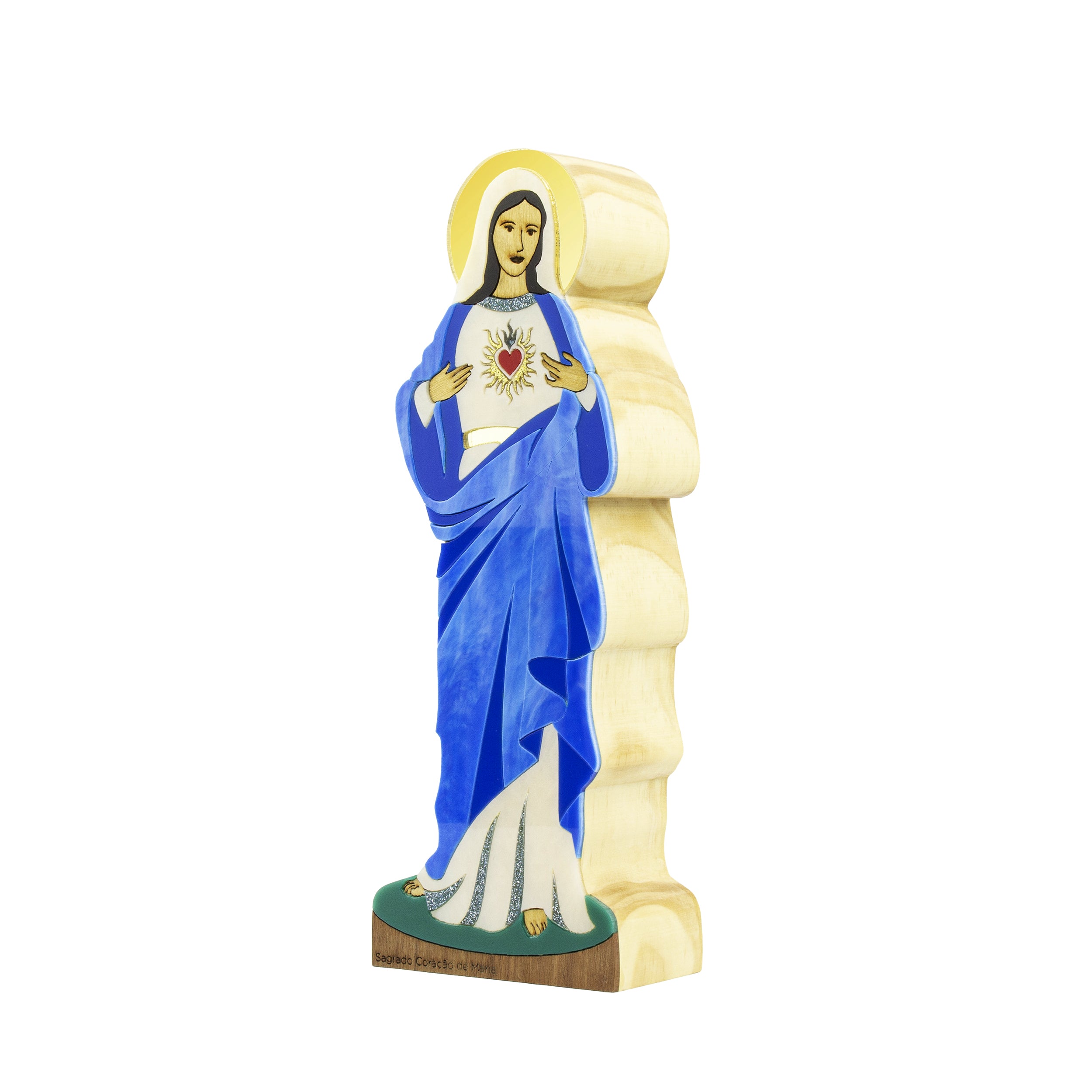 Escultura de Madeira Sagrado Coração de Maria Sacra Patricia Maranhão