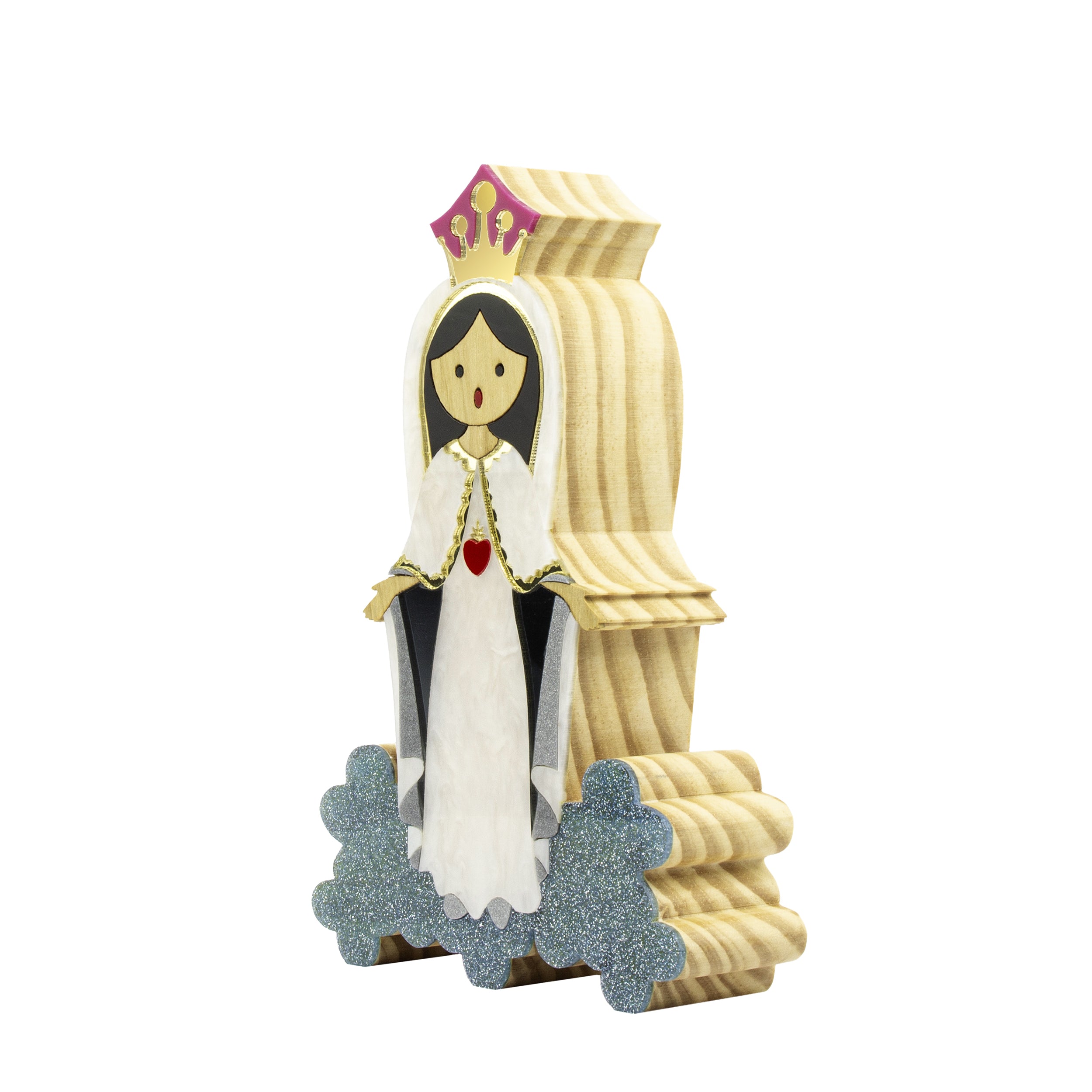 Escultura de Madeira Sagrado Coração de Maria Sacra Mini Patricia Maranhão