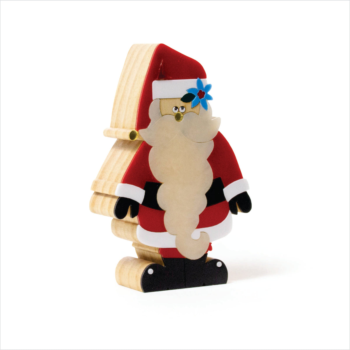 Escultura de Madeira Papai Noel Mini Patricia Maranhão