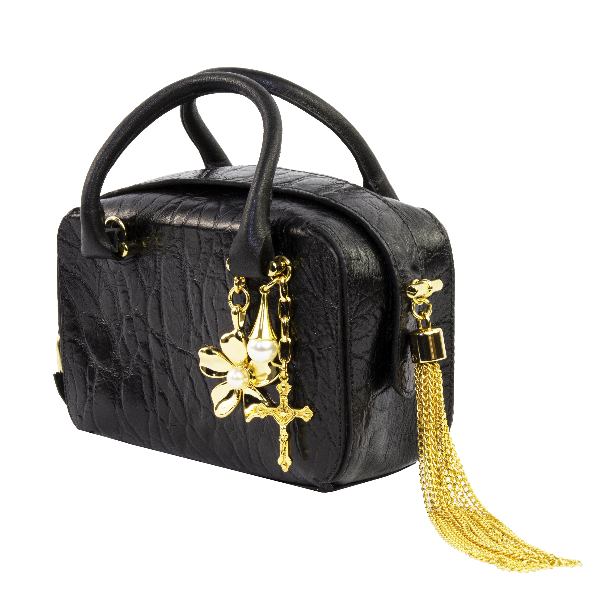 Bolsa Cluth Gisele Túnisia Preta Flowers