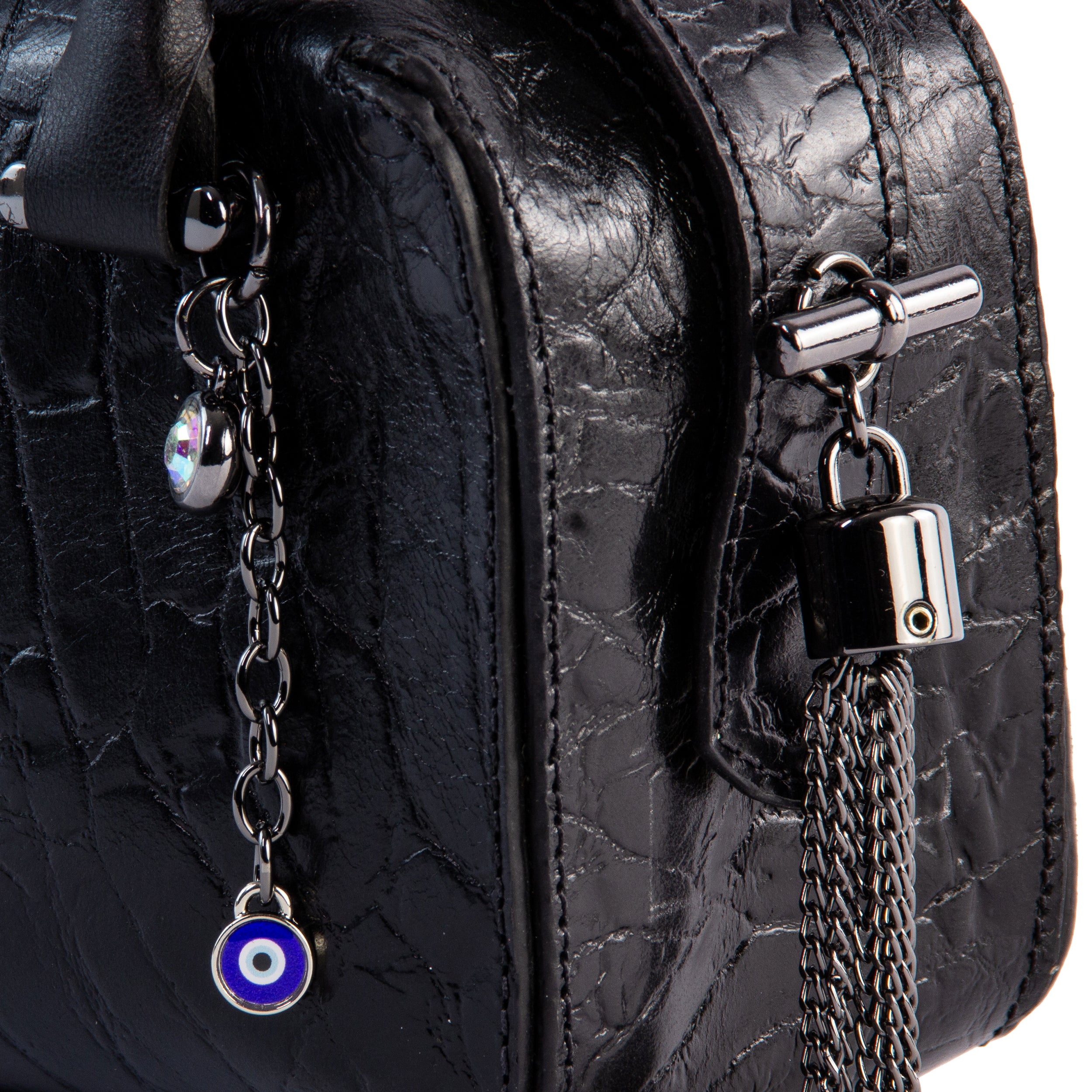 Gisele Tunisia Black Leather Clutch Bag