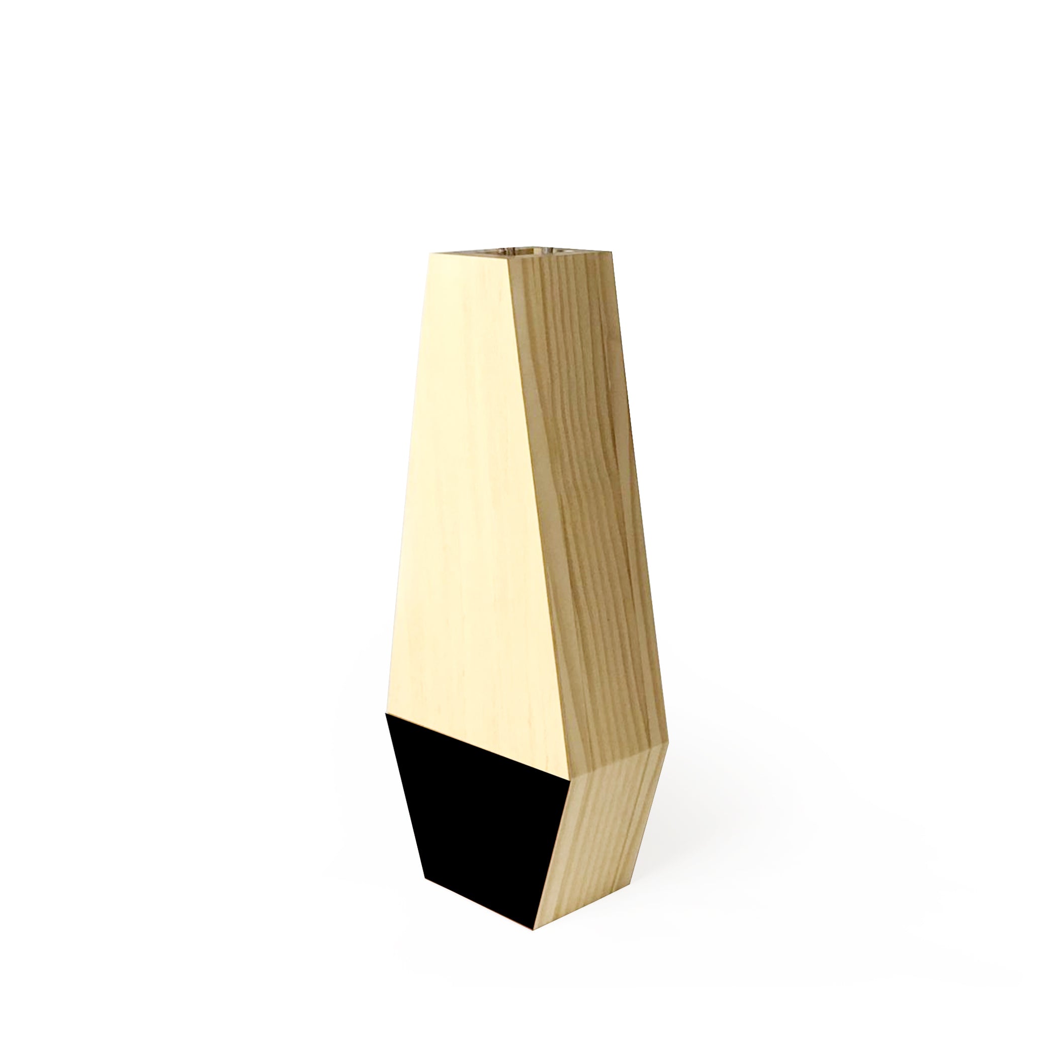 Escultura Madeira Vaso Bauhaus Led Preto Patricia Maranhão