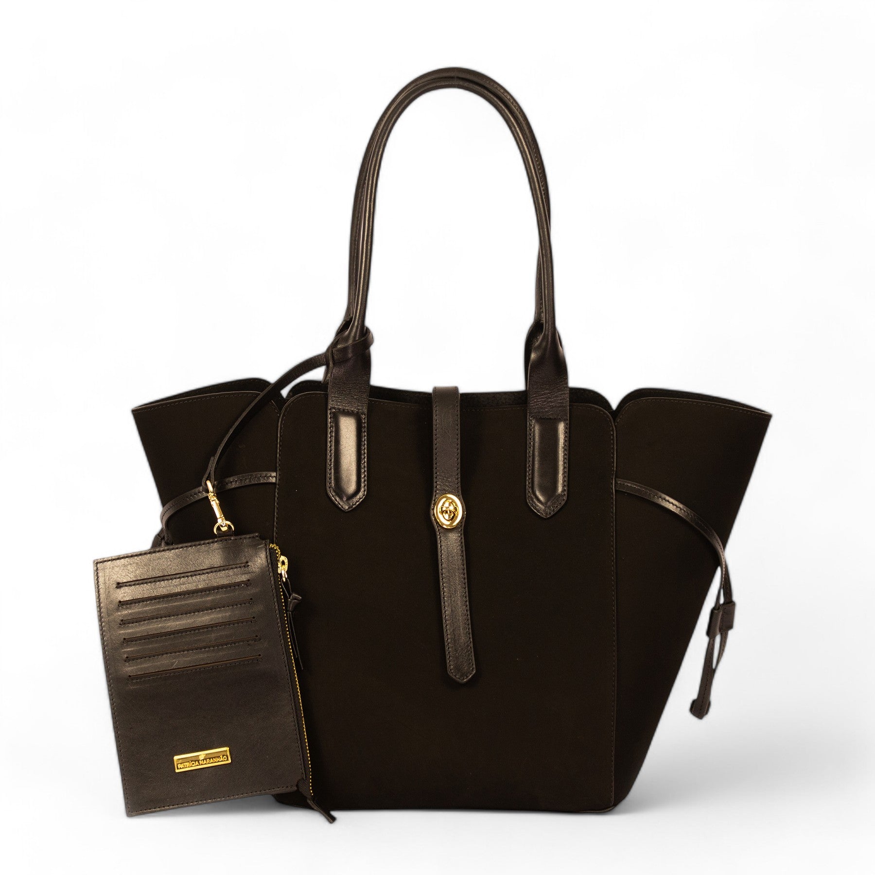 Bolsa Shopping Melania Couro Legítimo Preto Patrícia Maranhão