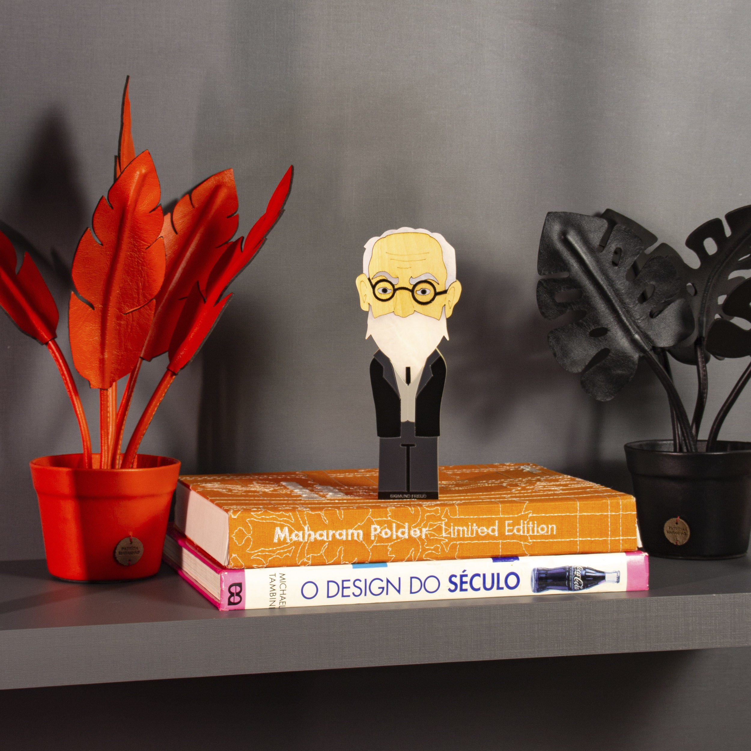Sigmund Freud Kokeshi Escultura de Madeira