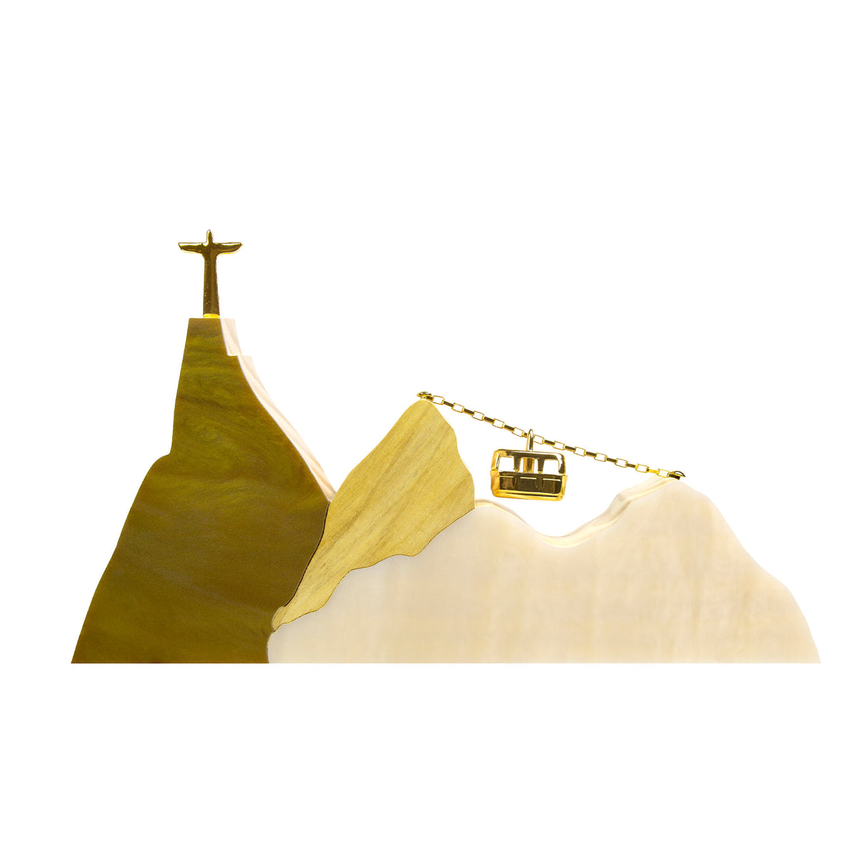 Escultura Paisagem Rio Gold em Madeira (M)