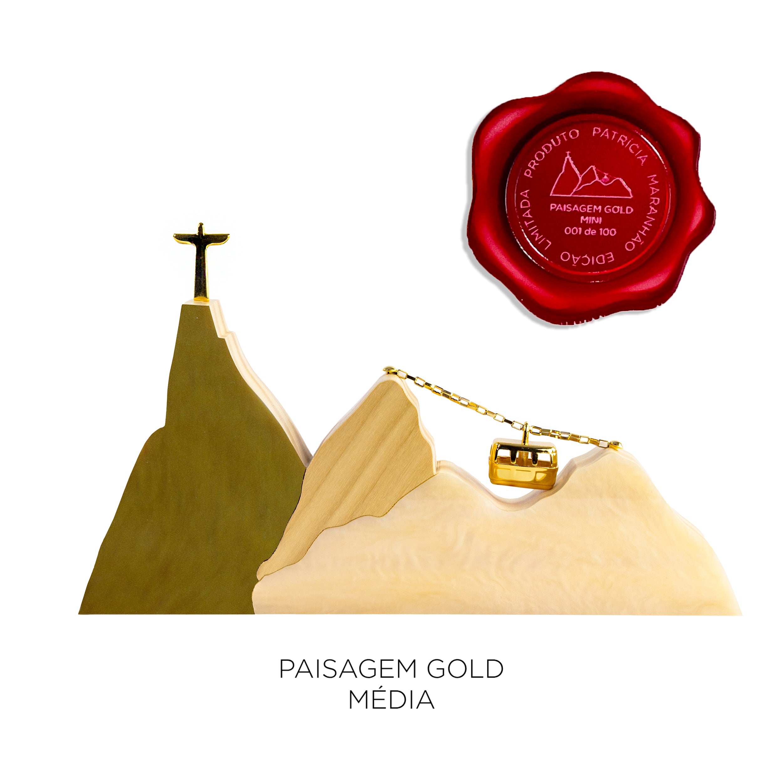 Escultura de Madeira Paisagem Gold Rio Média Patricia Maranhão