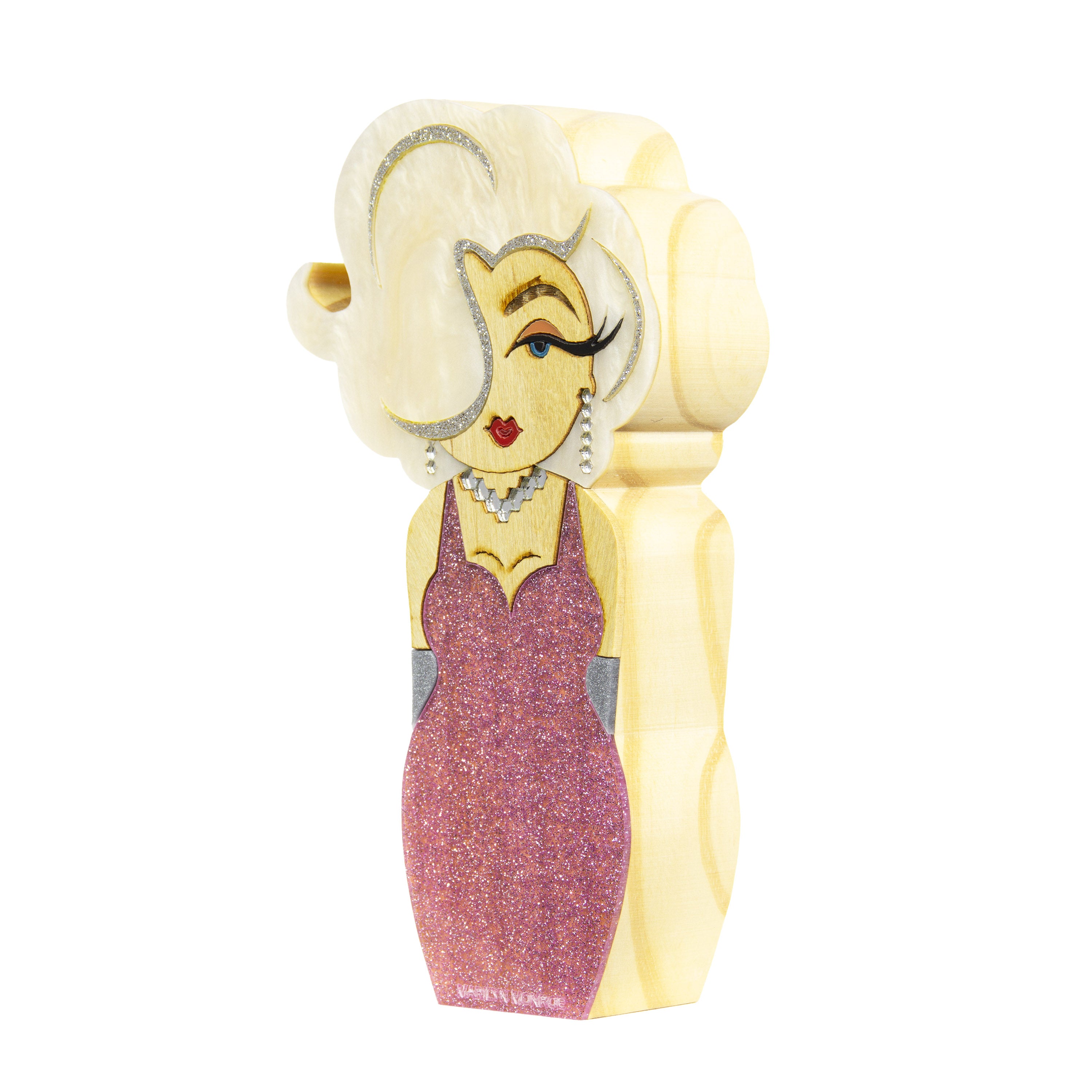 Kokeshi Wood Sculpture Marilyn Monroe