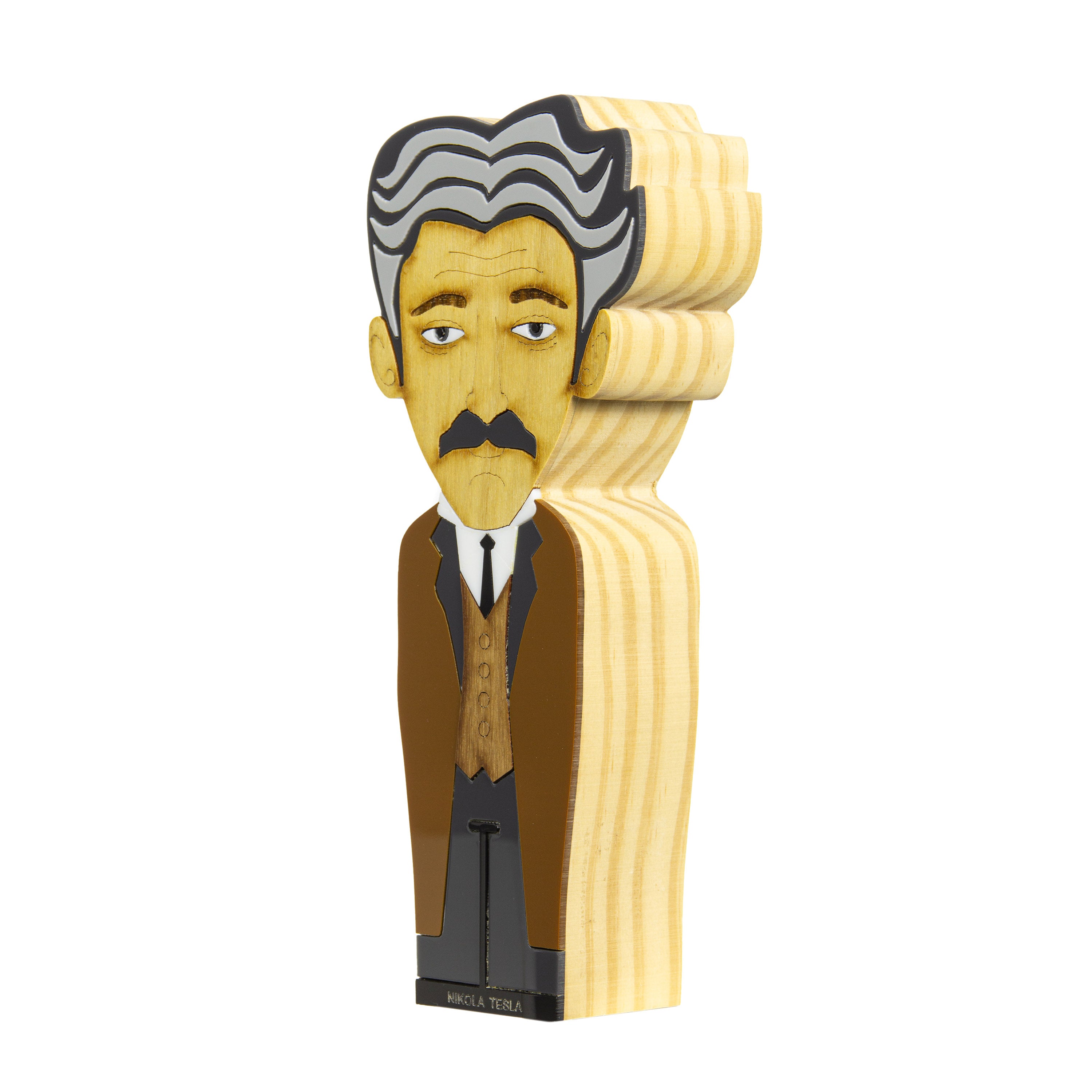 Kokeshi Escultura de Madeira Nikola Tesla